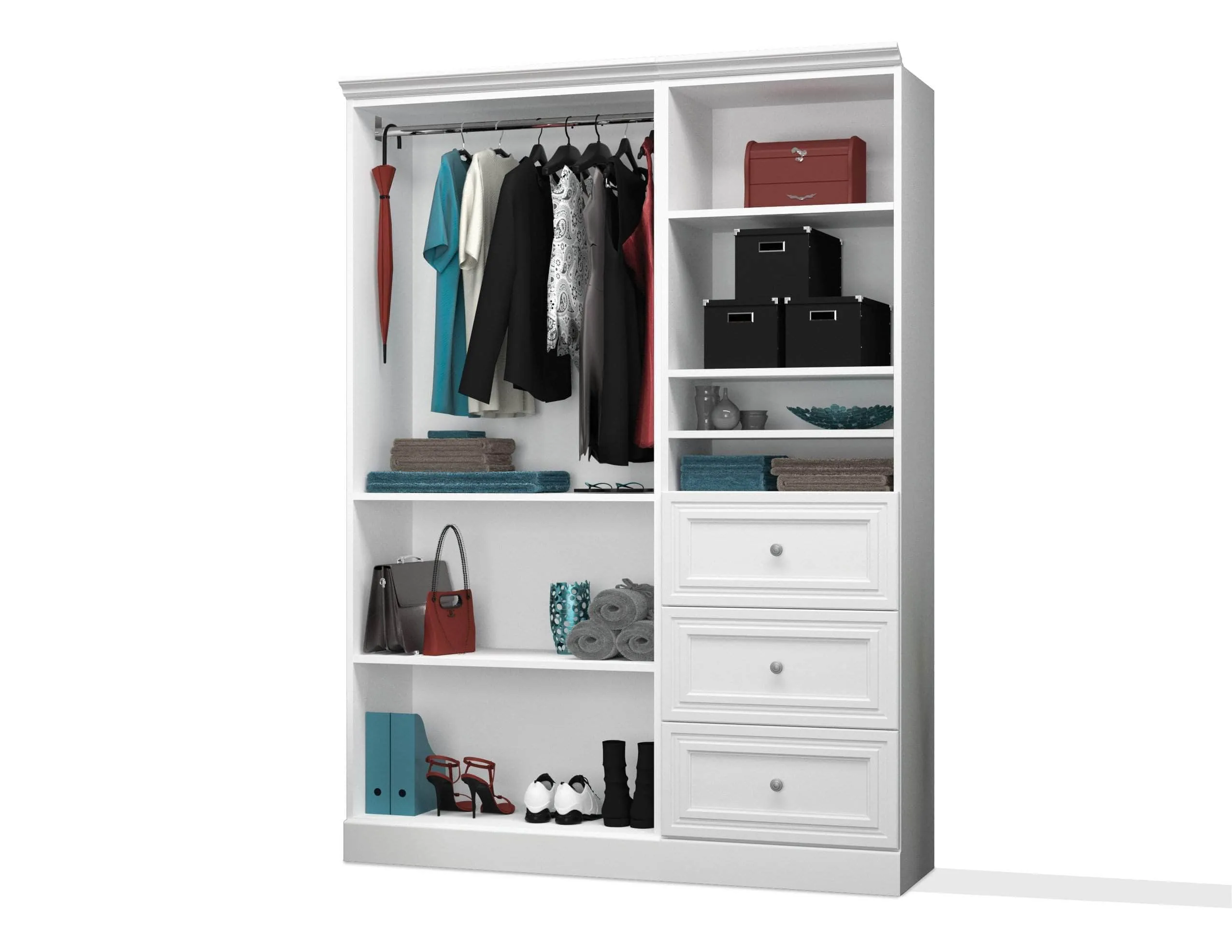 Versatile 61” Closet Organizer with Drawers - White