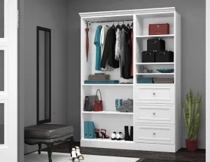 Versatile 61” Closet Organizer with Drawers - White