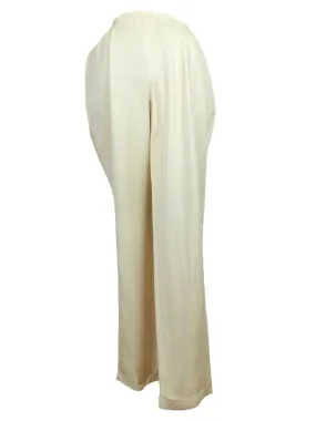 Vintage 80s Mod Preppy Cream High Waisted Pleated Straight Leg Trouser Pants | 27 Inch Waist