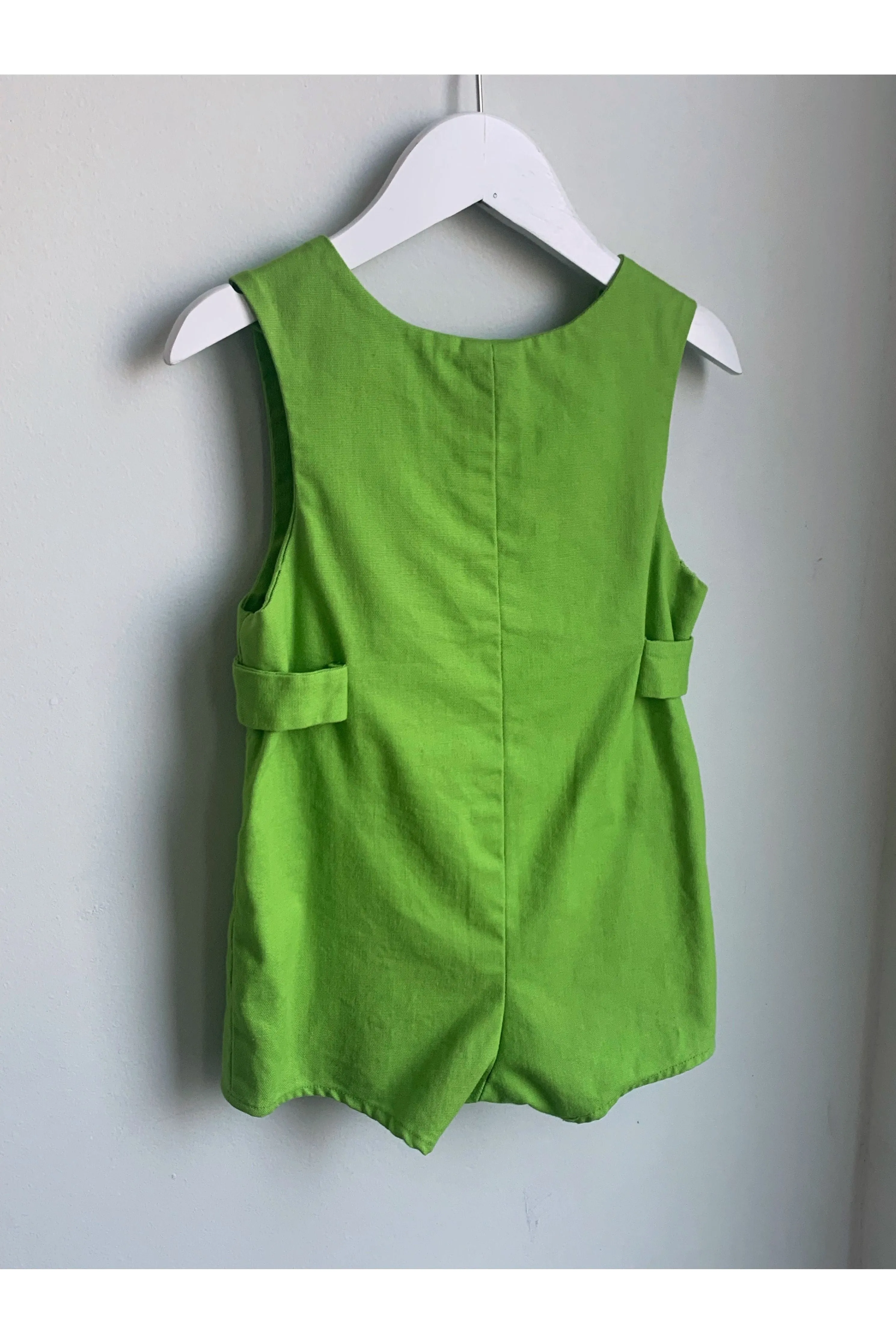 Vintage Bright Pea Green Romper W/Embroidery - Approx Size 3