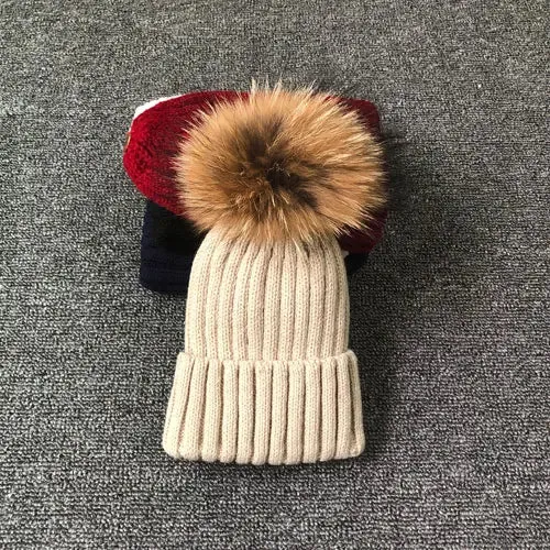 Warm Knitted Pom Pom Beanie – Stylish Winter Hat for Women & Girls