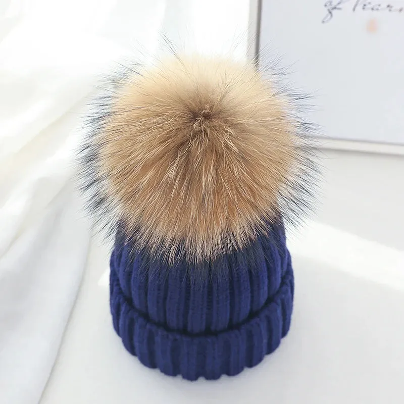 Warm Knitted Pom Pom Beanie – Stylish Winter Hat for Women & Girls