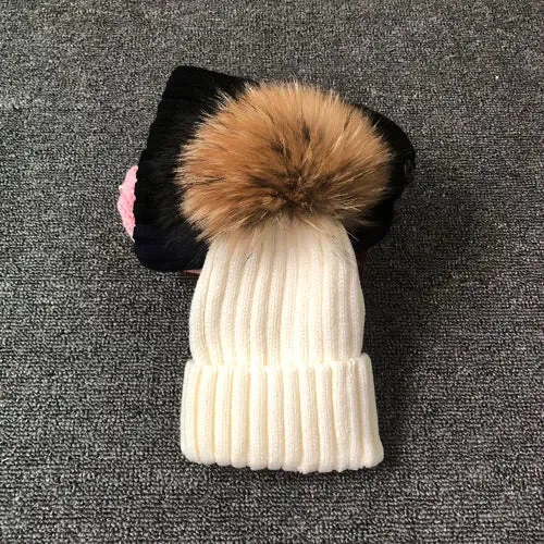 Warm Knitted Pom Pom Beanie – Stylish Winter Hat for Women & Girls