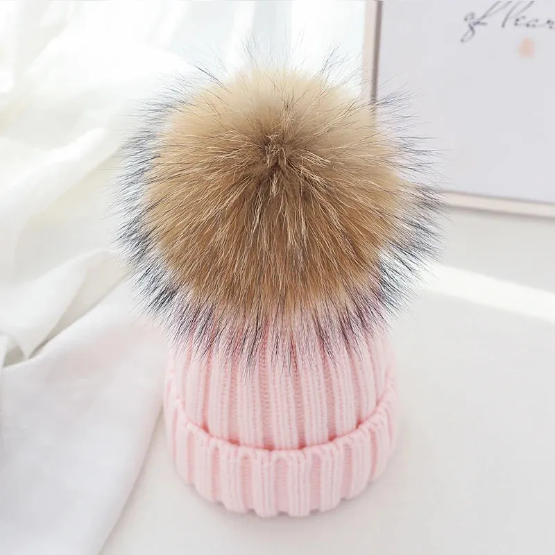 Warm Knitted Pom Pom Beanie – Stylish Winter Hat for Women & Girls