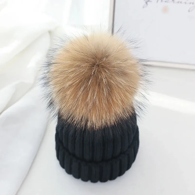 Warm Knitted Pom Pom Beanie – Stylish Winter Hat for Women & Girls