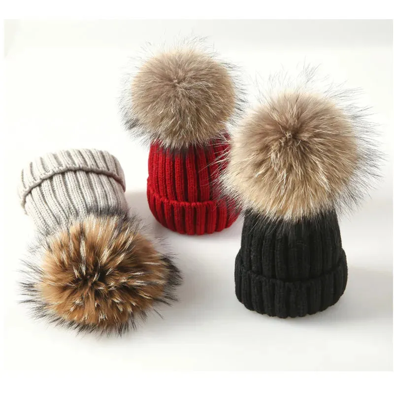 Warm Knitted Pom Pom Beanie – Stylish Winter Hat for Women & Girls