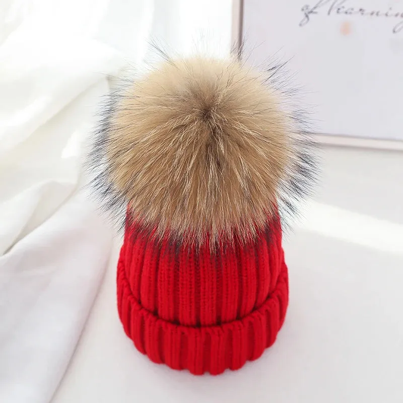 Warm Knitted Pom Pom Beanie – Stylish Winter Hat for Women & Girls