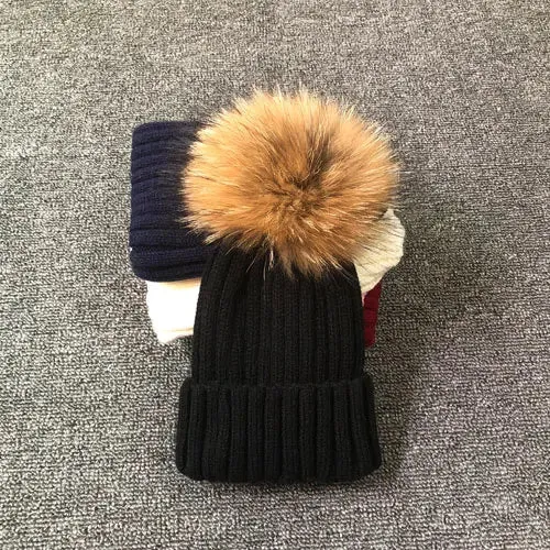 Warm Knitted Pom Pom Beanie – Stylish Winter Hat for Women & Girls