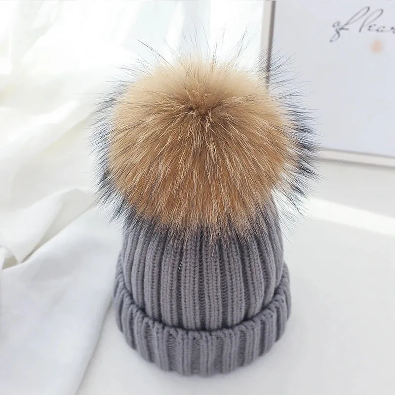 Warm Knitted Pom Pom Beanie – Stylish Winter Hat for Women & Girls