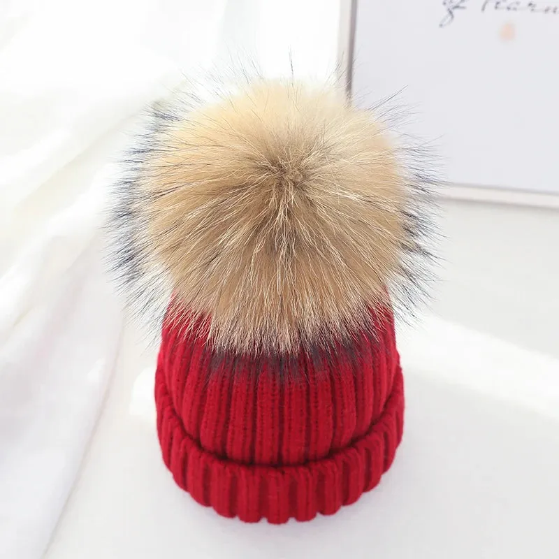 Warm Knitted Pom Pom Beanie – Stylish Winter Hat for Women & Girls