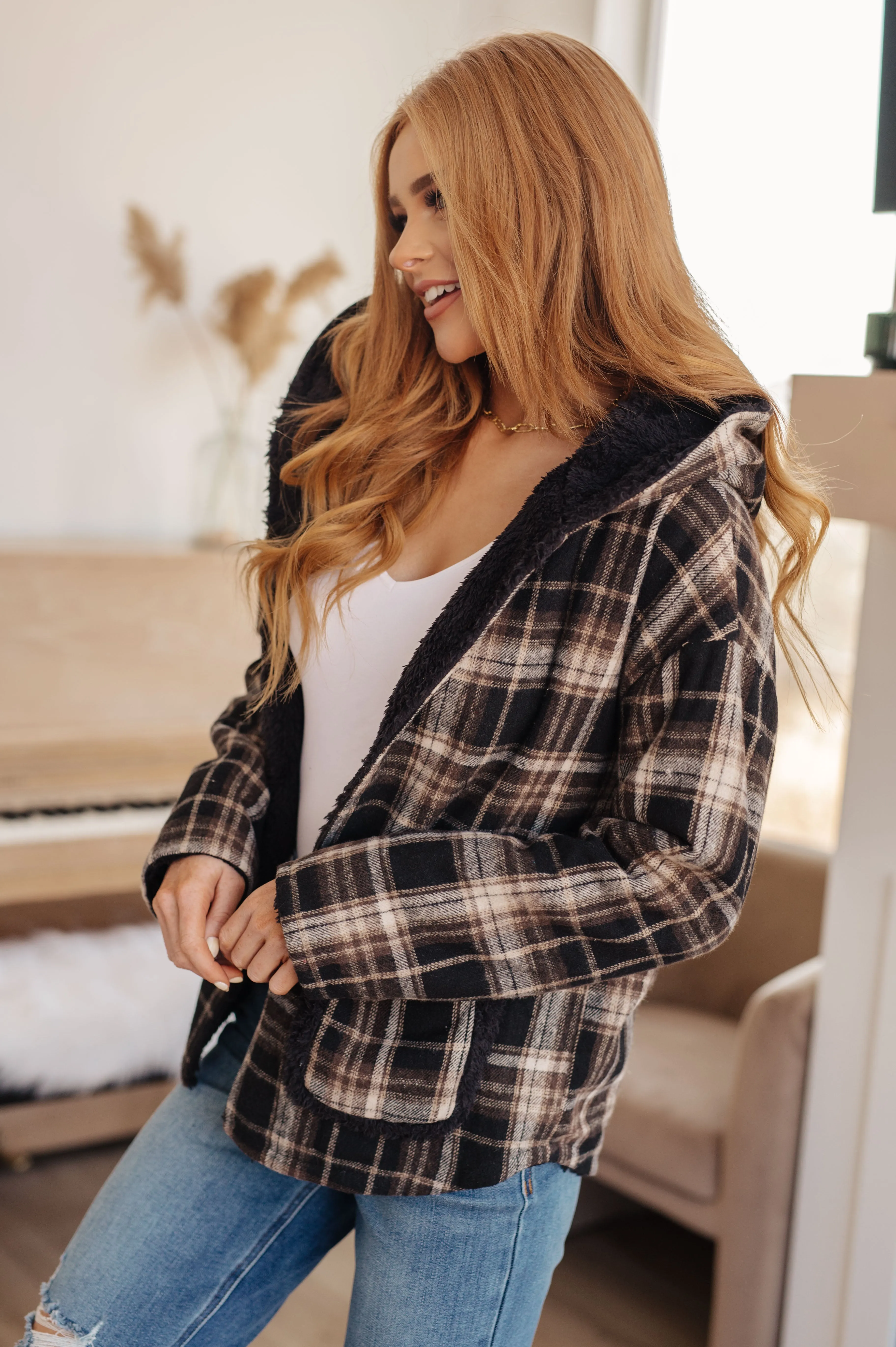 Warped Noise Reversible Plaid Shacket - Very J