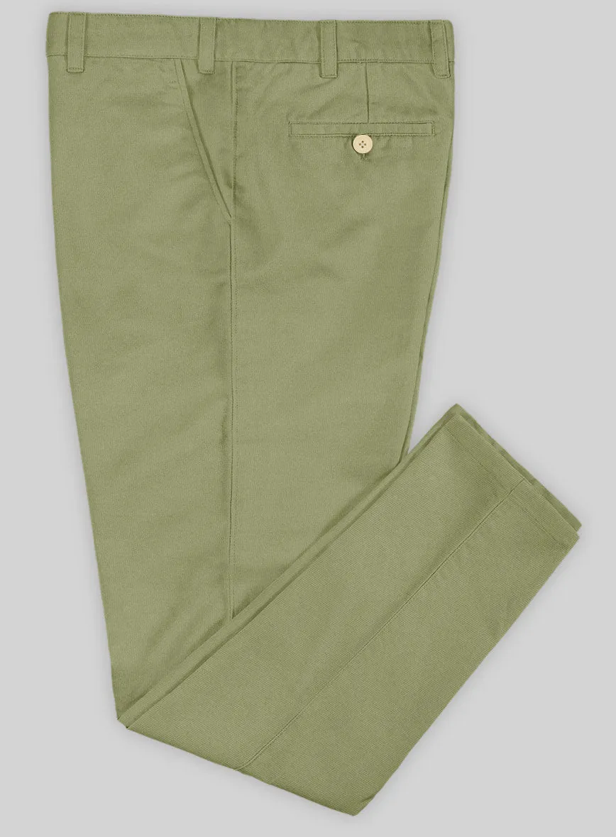 Washed Stretch Summer Army Green Chino Pants