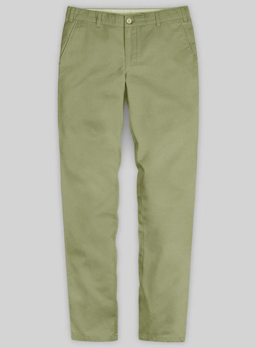 Washed Stretch Summer Army Green Chino Pants