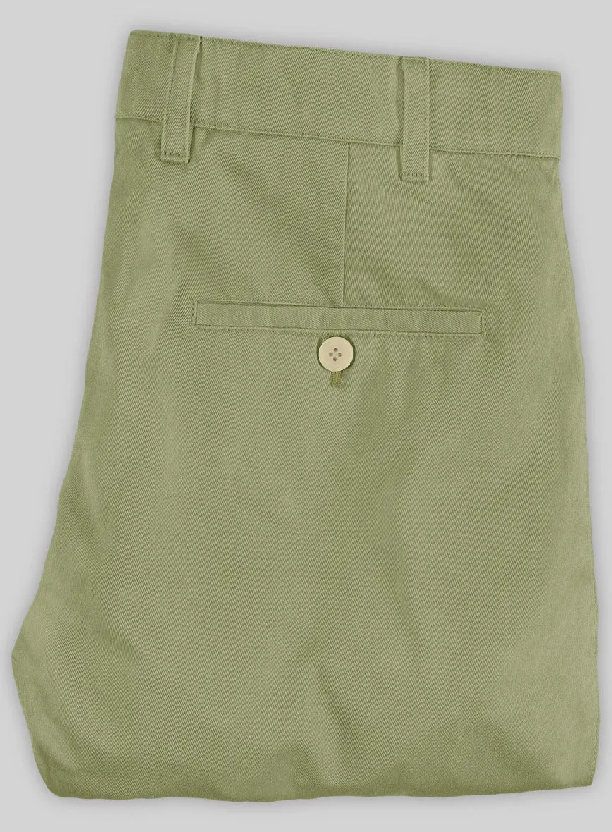 Washed Stretch Summer Army Green Chino Pants