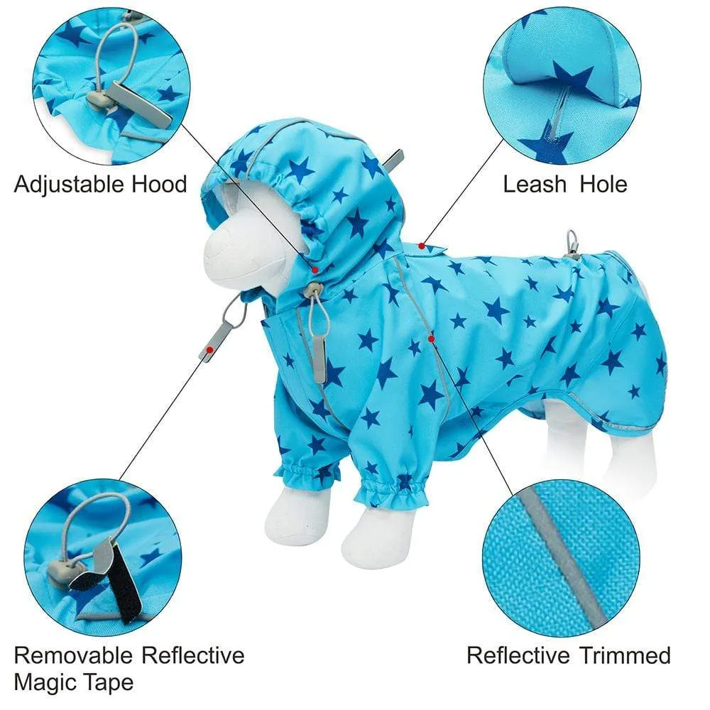 Waterproof | Blue Reflective Dog Raincoat with 2 Legs