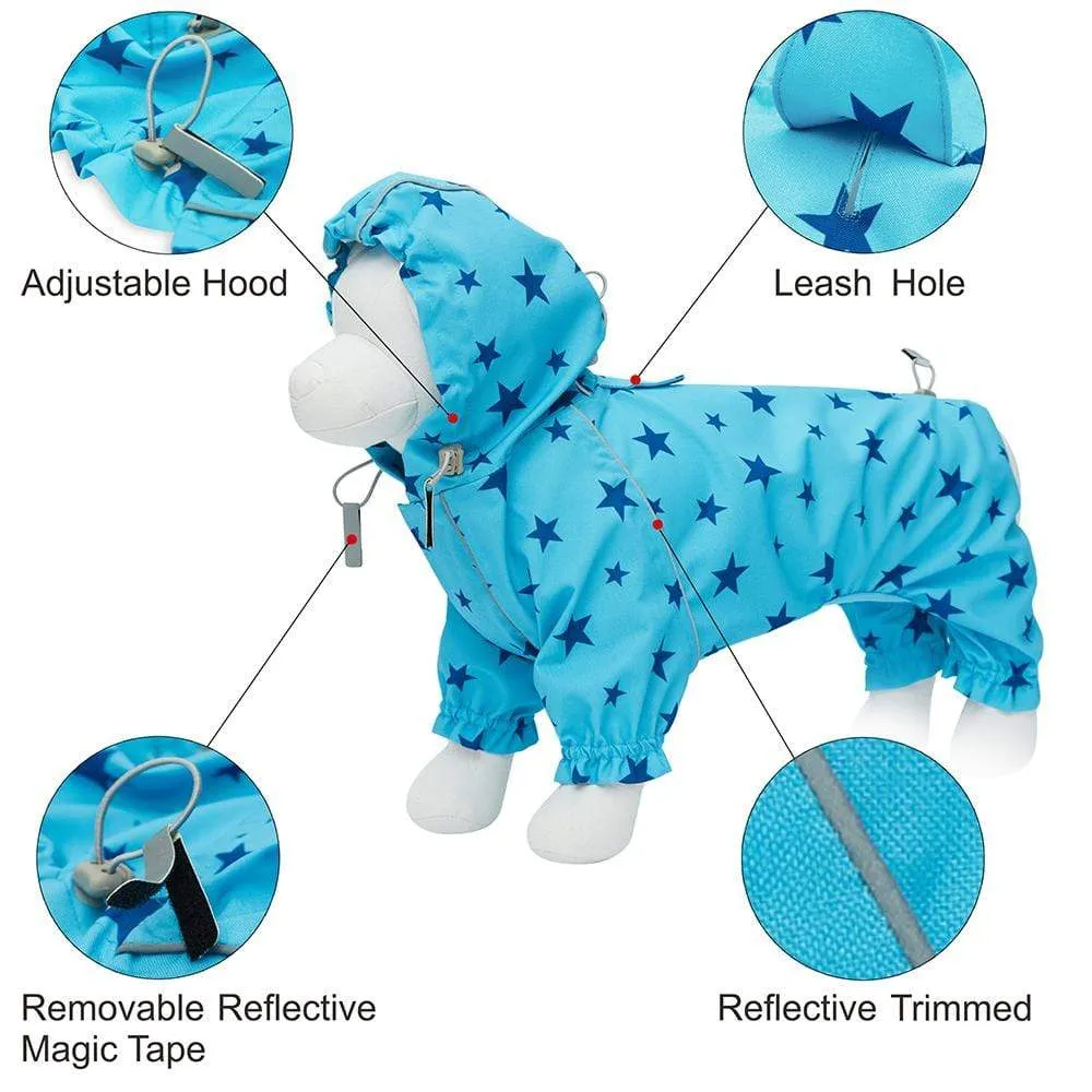 Waterproof | Blue Reflective Dog Raincoat with 4 Legs