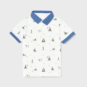 WHITE SHORT SLEEVE POLO SHIRT FOR BABY BOYS