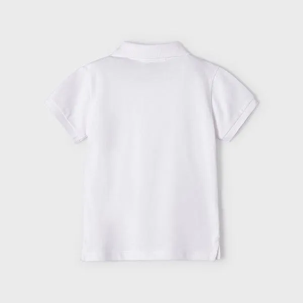 WHITE SHORT SLEEVE POLO T-SHIRT FOR SMALL BOYS