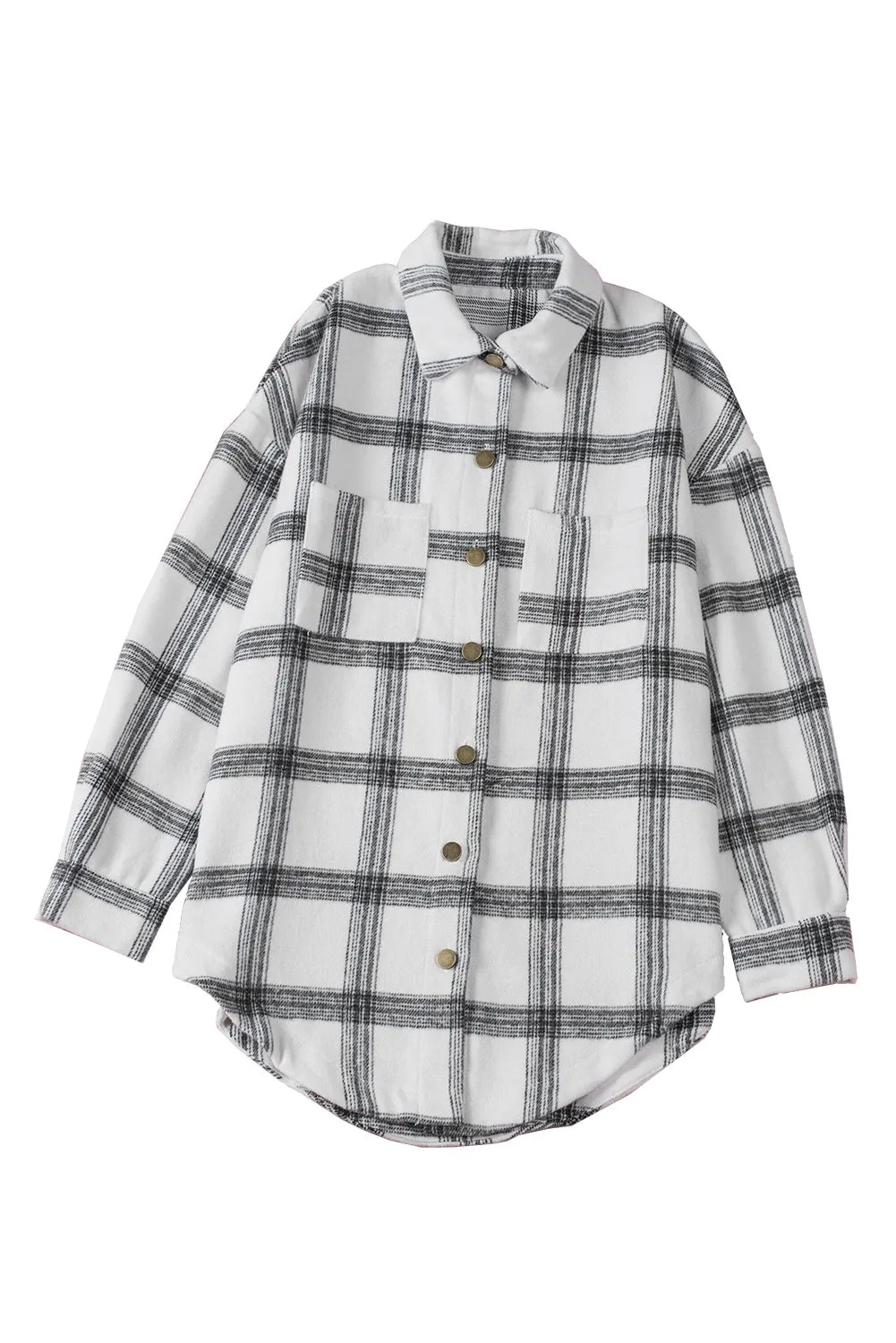 Womens Casual Plaid Shacket Button Down Shirts Coats