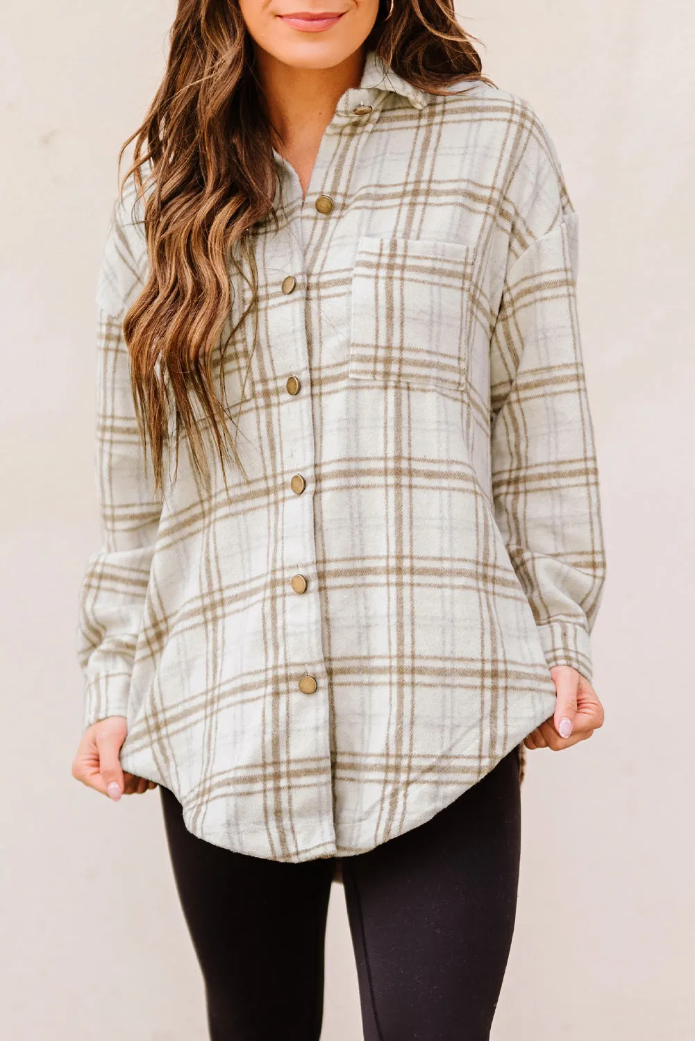 Womens Casual Plaid Shacket Button Down Shirts Coats