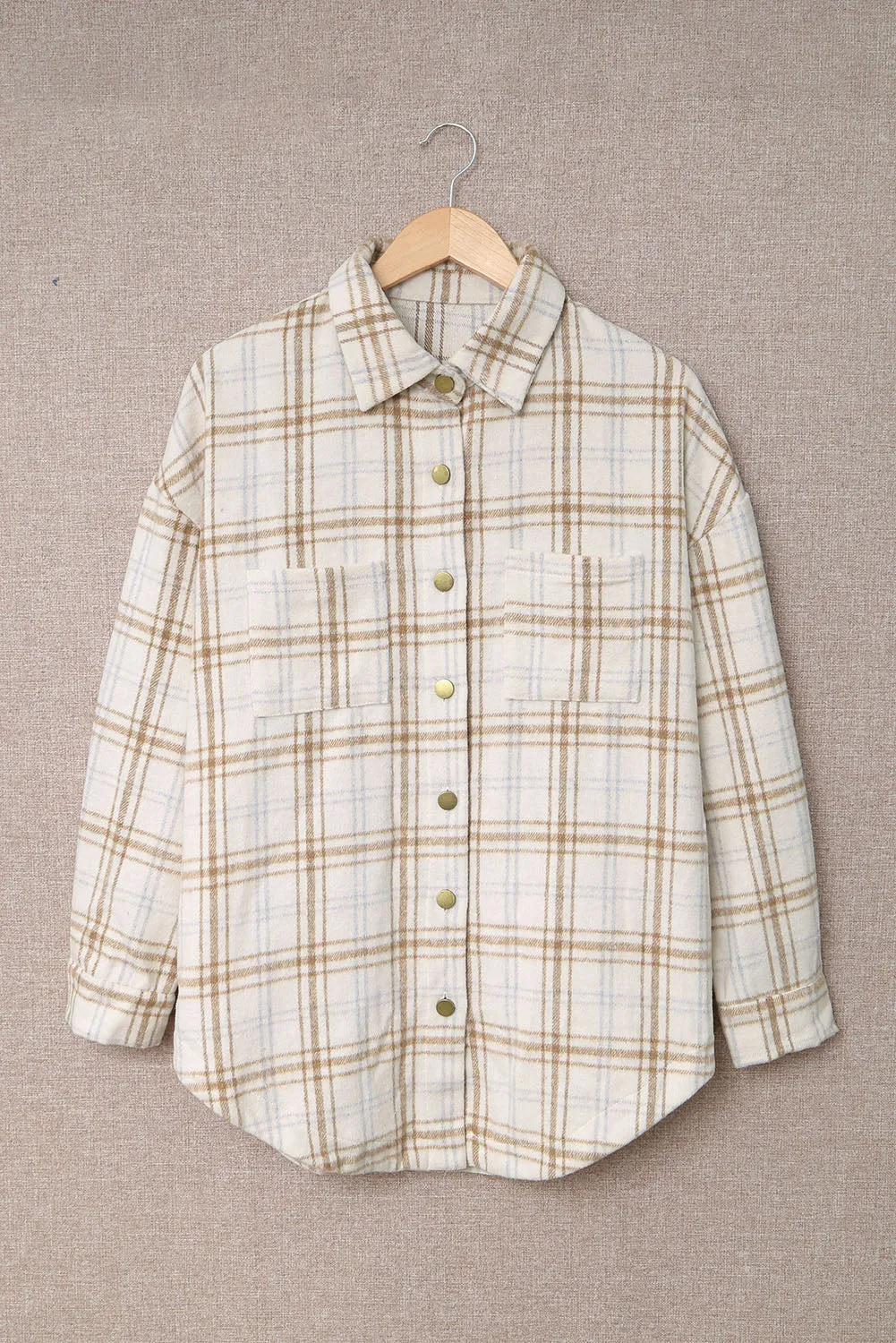 Womens Casual Plaid Shacket Button Down Shirts Coats