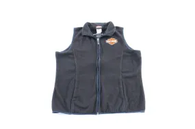 Women's Harley Davidson Motorcycles Embroidered Black Zip Up Vest