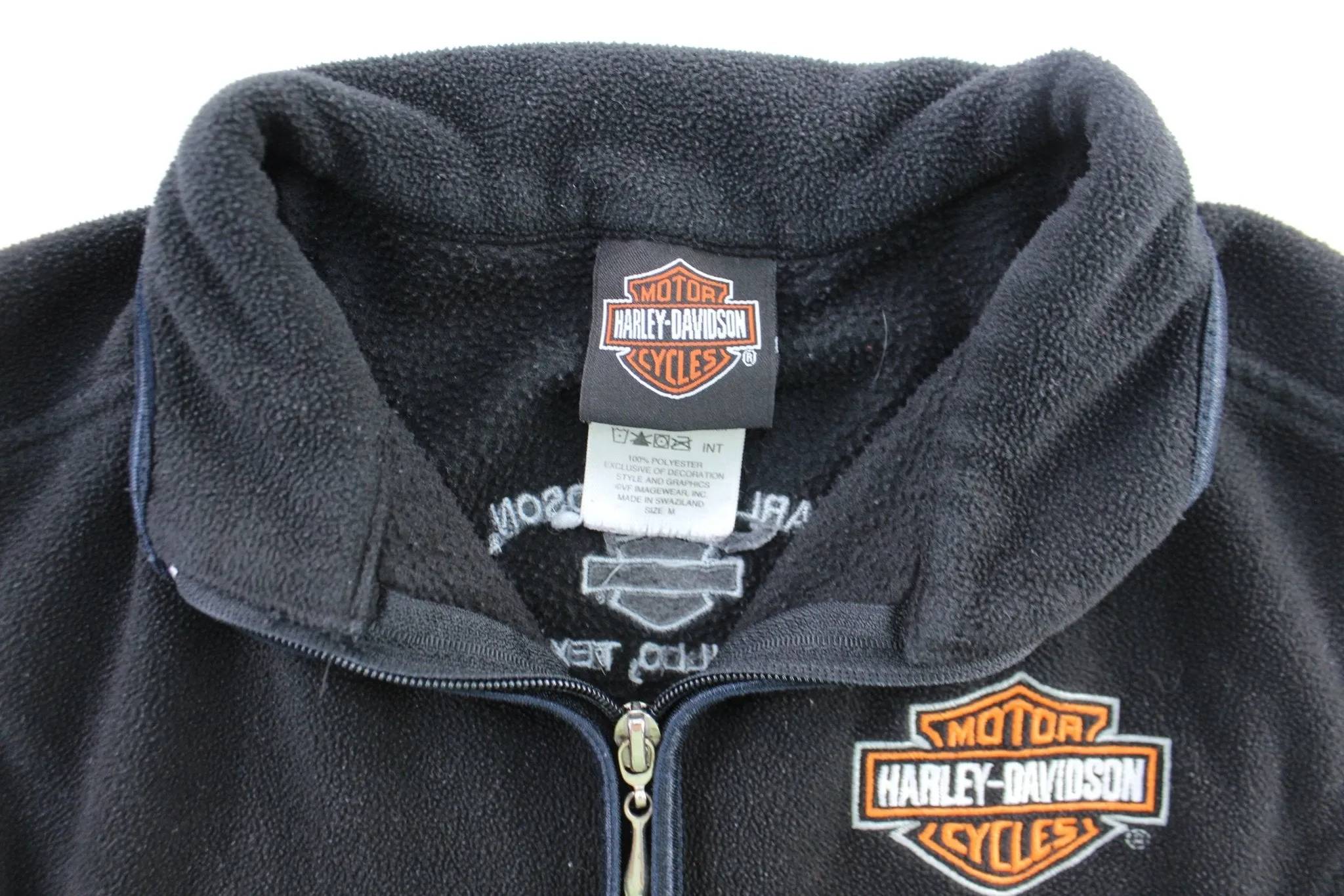 Women's Harley Davidson Motorcycles Embroidered Black Zip Up Vest