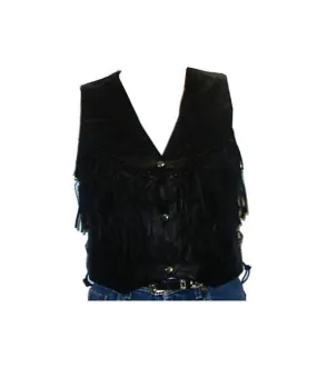 Women's Side Lace Motorcycle Vest with Fringe 3052