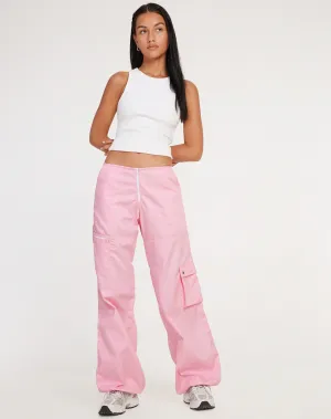 Xander Cargo Trouser in Cotton Drill Blush Pink