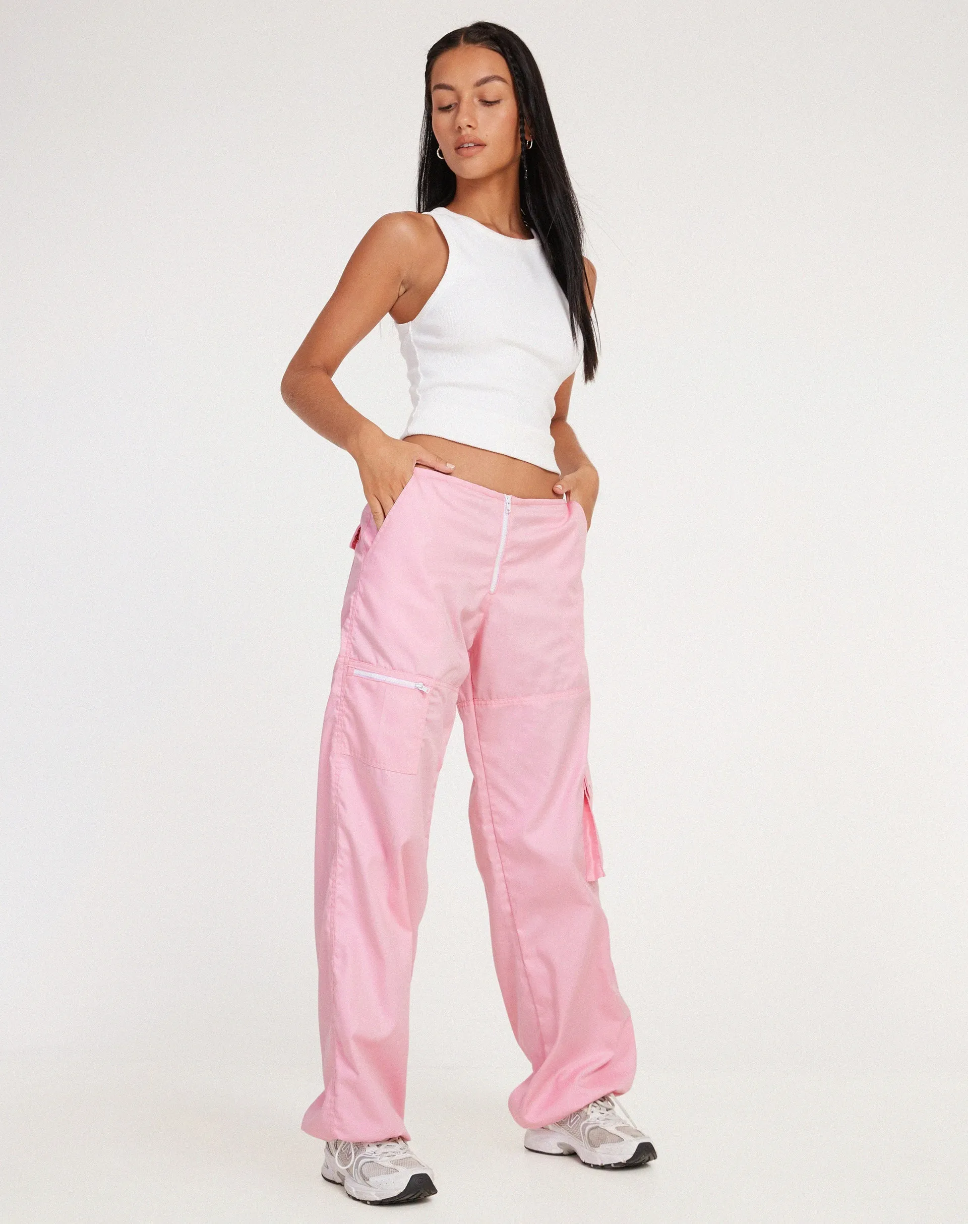 Xander Cargo Trouser in Cotton Drill Blush Pink